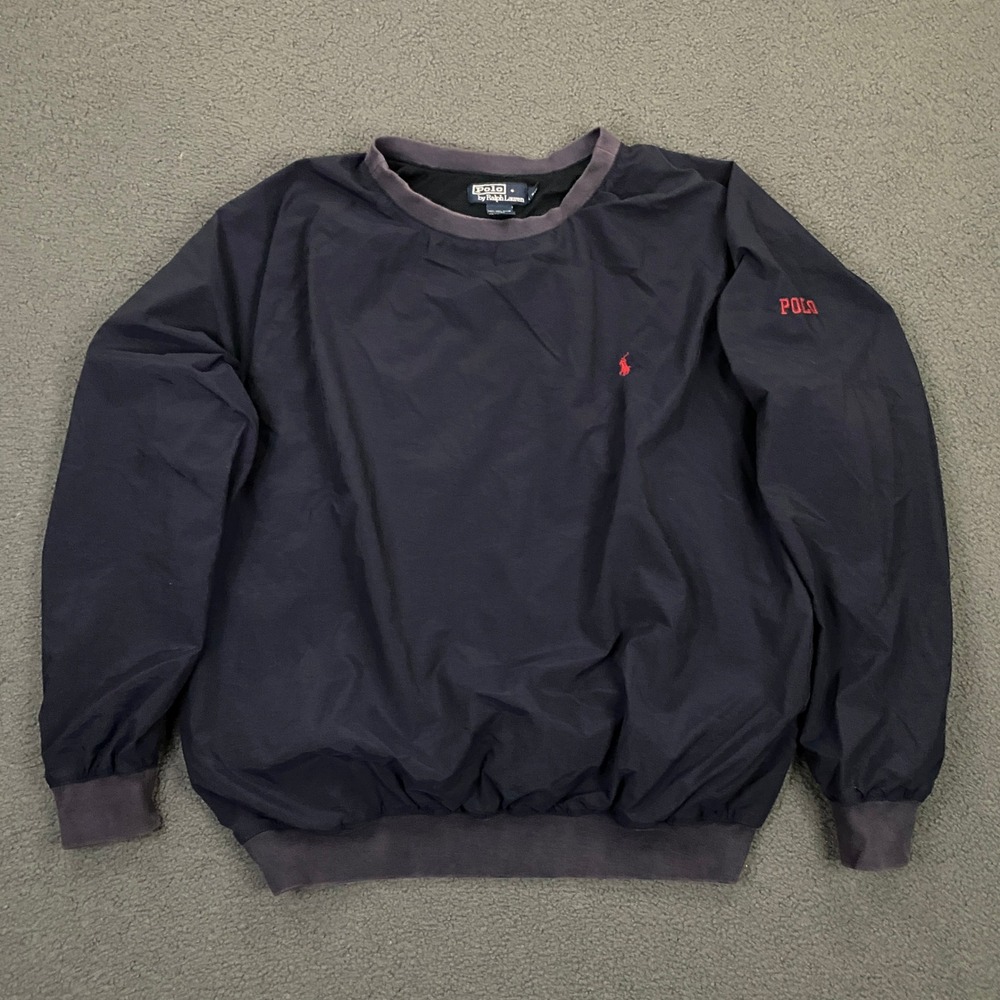 Polo Ralph Lauren Windshirt Men Medium Navy Mesh Lined Pullover Pony Vintage